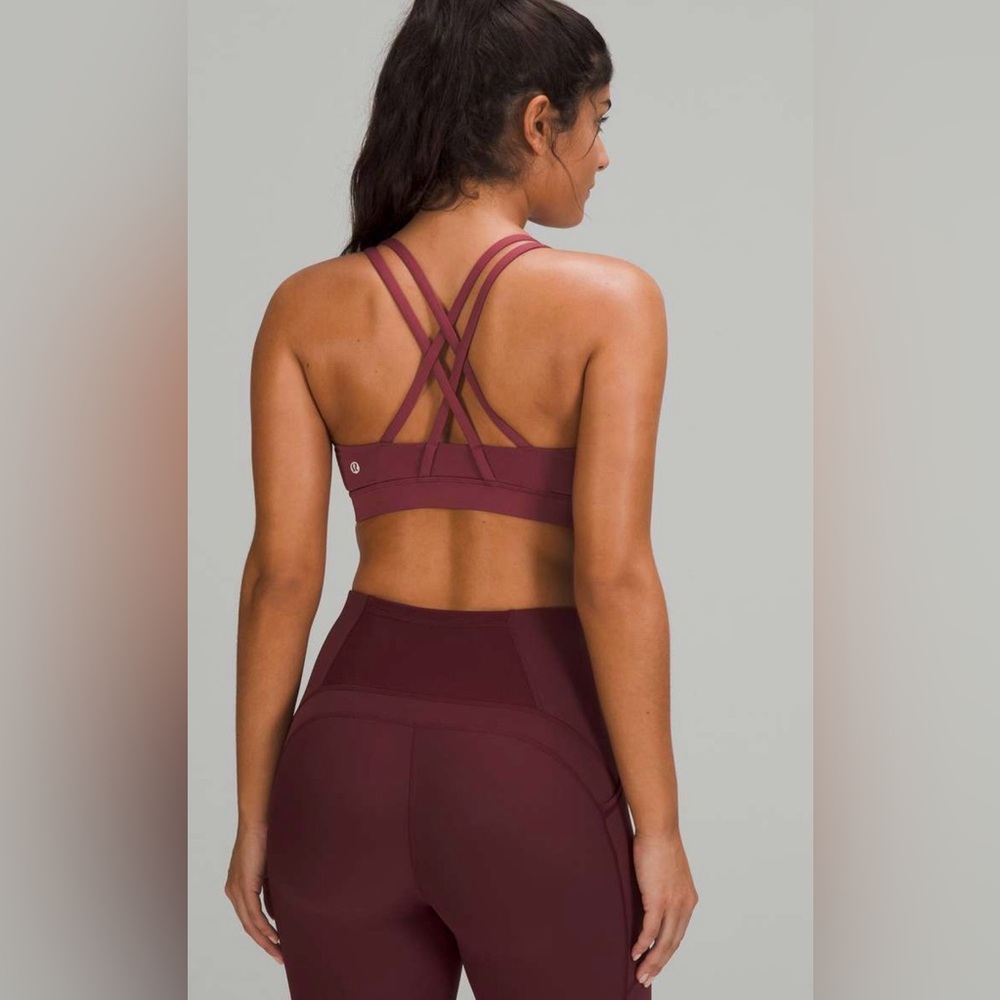 LULULEMON Energy Bra Long Line Mauve Strappy Racerback Size:8